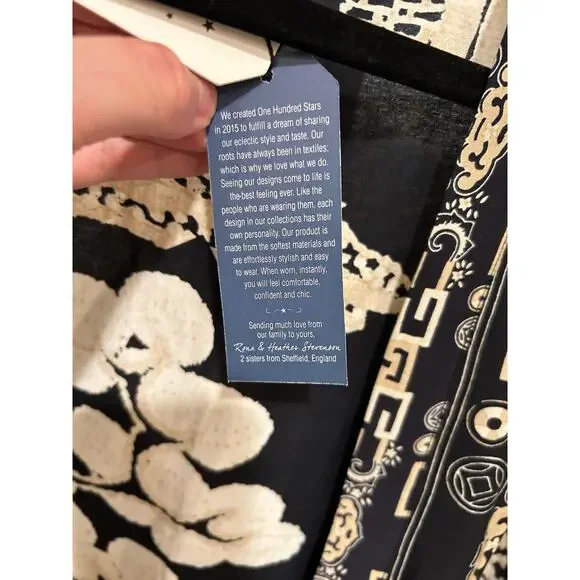 One Hundred Stars Print Cardigan Kimono, Giant Willow Black, One Size, NWT - Picture 6 of 8